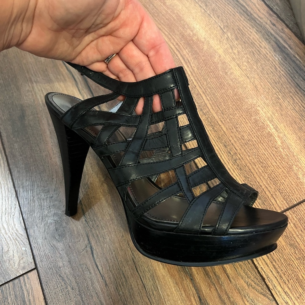 Marc Fisher Mfbongo Black Leather Open Toe Platfo… - image 5